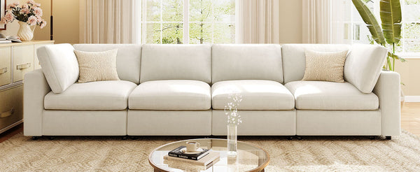 English Elm U-style Modular Sectional Sofa Chenille Upholstered with Bluetooth Speaker and Usb Charging WY000465AAA