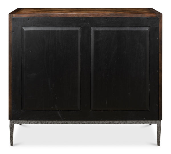 Sarreid Bauhaus Chest Of Drawers - Stylish Mango Wood With 3 Spacious Drawers And Brushed Iron Accents Grey  30405