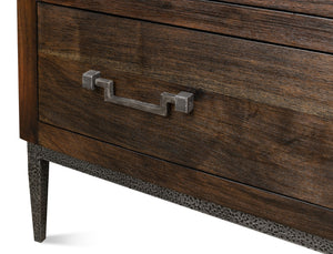 Sarreid Bauhaus Chest Of Drawers - Stylish Mango Wood With 3 Spacious Drawers And Brushed Iron Accents Grey  30405