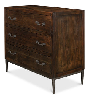 Sarreid Bauhaus Chest Of Drawers - Stylish Mango Wood With 3 Spacious Drawers And Brushed Iron Accents Grey  30405