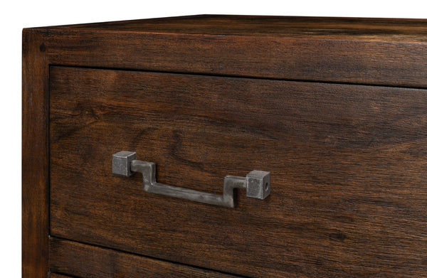 Sarreid Bauhaus Chest Of Drawers - Stylish Mango Wood With 3 Spacious Drawers And Brushed Iron Accents Grey  30405