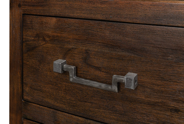 Sarreid Bauhaus Chest Of Drawers - Stylish Mango Wood With 3 Spacious Drawers And Brushed Iron Accents Grey  30405