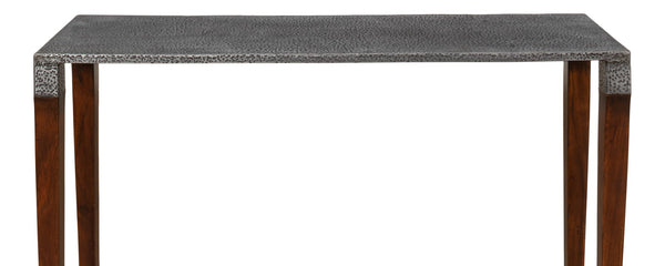 Sarreid Burnford Console Table – Elegant Iron Design With Solid French Walnut Legs & Vintage Finish Perfect For Any Space Grey  30415
