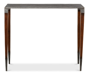 Sarreid Burnford Console Table – Elegant Iron Design With Solid French Walnut Legs & Vintage Finish Perfect For Any Space Grey  30415