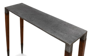 Sarreid Burnford Console Table – Elegant Iron Design With Solid French Walnut Legs & Vintage Finish Perfect For Any Space Grey  30415