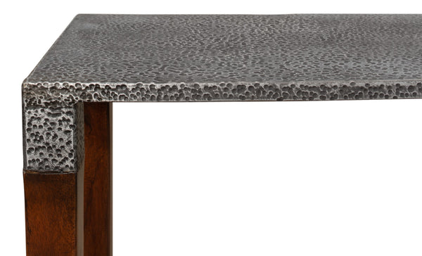 Sarreid Burnford Console Table – Elegant Iron Design With Solid French Walnut Legs & Vintage Finish Perfect For Any Space Grey  30415