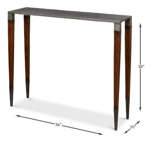 Sarreid Burnford Console Table – Elegant Iron Design With Solid French Walnut Legs & Vintage Finish Perfect For Any Space Grey  30415