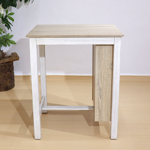 English Elm 3 Piece Counter Height Dining Set with Shelving Cushioned Stools Modern Farmhouse Kitchen Ameican White Oak,Ancient White W2537P369837