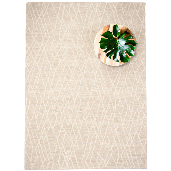 Capel Rugs Lineas Hand-tufted Area Rug - Contemporary Geometric Design In Natural Undyed Wool For Any Room Gesso, Ivory 100% Wool 3043rs05000800600