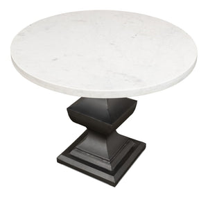 Sarreid Haviland Dining Table - Elegant Banswara White Marble With Striking Gunmetal Metal Finish Black  30430