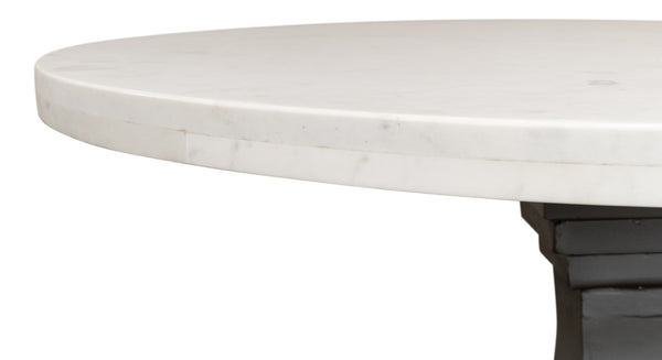 Sarreid Haviland Dining Table - Elegant Banswara White Marble With Striking Gunmetal Metal Finish Black  30430
