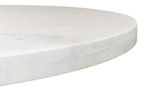 Sarreid Haviland Dining Table - Elegant Banswara White Marble With Striking Gunmetal Metal Finish Black  30430