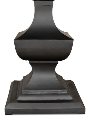 Sarreid Haviland Dining Table - Elegant Banswara White Marble With Striking Gunmetal Metal Finish Black  30430