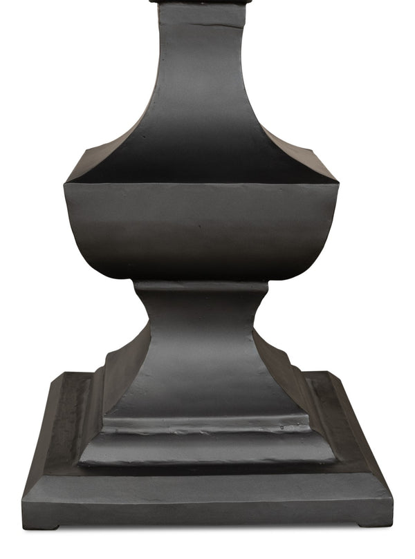 Sarreid Haviland Dining Table - Elegant Banswara White Marble With Striking Gunmetal Metal Finish Black  30430