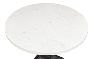 Sarreid Haviland Dining Table - Elegant Banswara White Marble With Striking Gunmetal Metal Finish Black  30430
