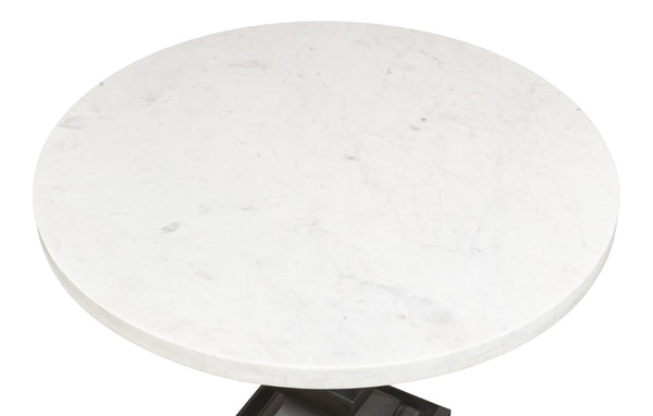 Sarreid Haviland Dining Table - Elegant Banswara White Marble With Striking Gunmetal Metal Finish Black  30430