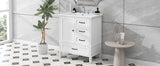 English Elm 30" Bathroom Vanity With Sink, Bathroom Cabinet With A Door, Three Drawers, Solid Wood Legs & Mdf Board, Adiustable Foot Pads, White