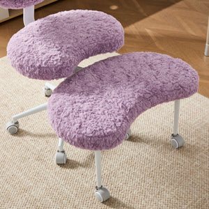 English Elm Artificial Rabbit Hair Cross Legged Desk Chair with Lumbar Support and Swivel Footrest Violet W1143P403572