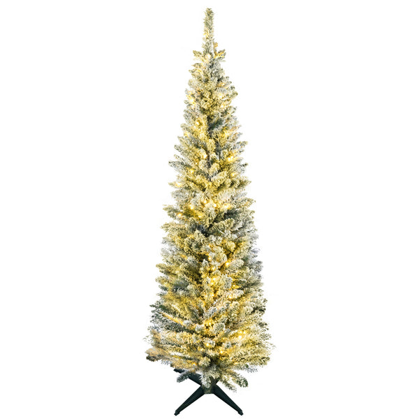 English Elm Homcom 5' Slim Pre-Lit Noble Fir Christmas Tree With 110 Led Lights - Perfect For Small Spaces! W2225P249653