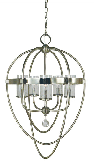 Framburg 5-light Margaux Chandelier – Elegant Egg-shaped Design With Seeded Glass And Crystal Glamour Brushed Nickel With Polished Nickel Accents Metal 3045 Bn/Pn