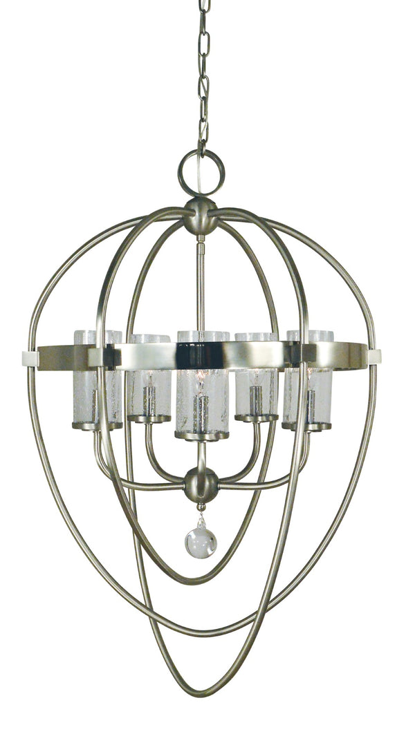 Framburg 5-light Margaux Chandelier – Elegant Egg-shaped Design With Seeded Glass And Crystal Glamour Brushed Nickel With Polished Nickel Accents Metal 3045 Bn/Pn