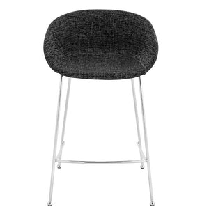 EuroStyle Zach Leatherette Counter Stool Set of 2 with Steel Frame and Baseball Stitching Black Fabric 30457BLK