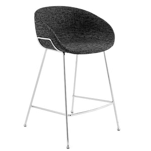 EuroStyle Zach Leatherette Counter Stool Set of 2 with Steel Frame and Baseball Stitching Black Fabric 30457BLK