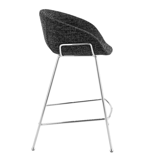 EuroStyle Zach Leatherette Counter Stool Set of 2 with Steel Frame and Baseball Stitching Black Fabric 30457BLK