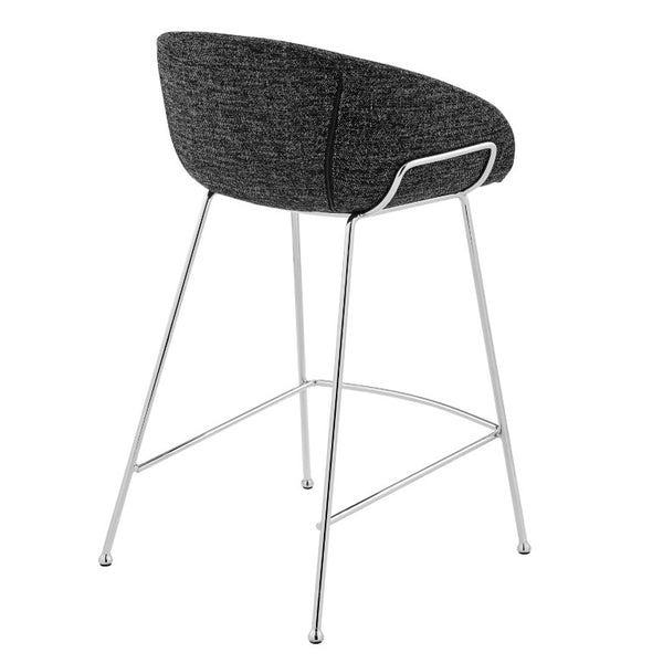 EuroStyle Zach Leatherette Counter Stool Set of 2 with Steel Frame and Baseball Stitching Black Fabric 30457BLK