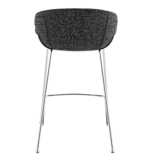 EuroStyle Zach Leatherette Counter Stool Set of 2 with Steel Frame and Baseball Stitching Black Fabric 30457BLK