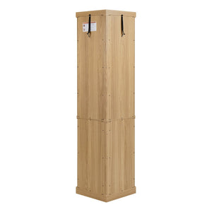 English Elm Corner Curio Cabinet with Built-in Lighting Mirrored Back and Adjustable Glass Shelves W2275P194427