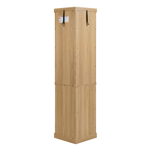 English Elm Corner Curio Cabinet with Built-in Lighting Mirrored Back and Adjustable Glass Shelves W2275P194427