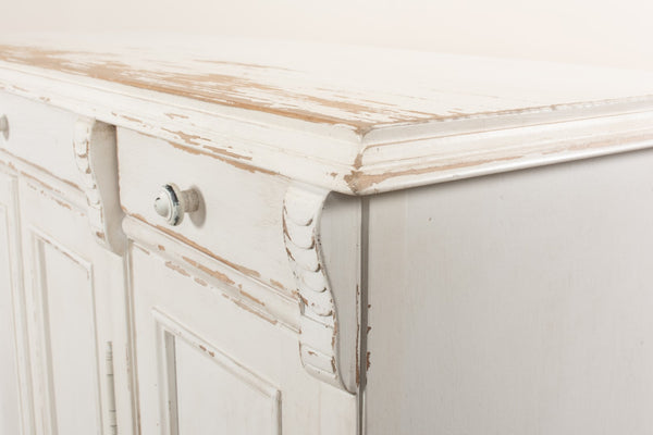 Sarreid White Swan Tall Sideboard With Handturned Iron Knobs - Reclaimed Pine, Chic Whitewashed Finish White  30462