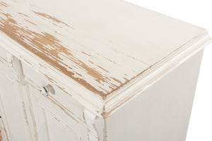 Sarreid White Swan Tall Sideboard With Handturned Iron Knobs - Reclaimed Pine, Chic Whitewashed Finish White  30462