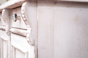 Sarreid White Swan Tall Sideboard With Handturned Iron Knobs - Reclaimed Pine, Chic Whitewashed Finish White  30462