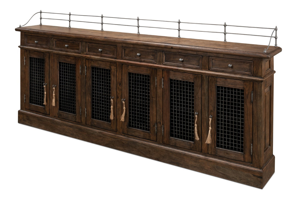 Sarreid Covent Gardens Sideboard - Elegant Old Stain Wood Finish With Faux Keyhole Escutcheon Design Brown  30467