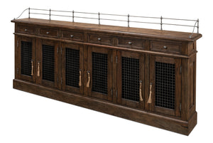 Sarreid Covent Gardens Sideboard - Elegant Old Stain Wood Finish With Faux Keyhole Escutcheon Design Brown  30467