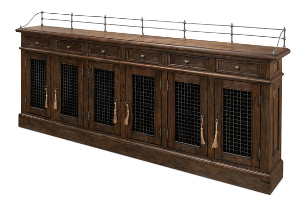 Sarreid Covent Gardens Sideboard - Elegant Old Stain Wood Finish With Faux Keyhole Escutcheon Design Brown  30467