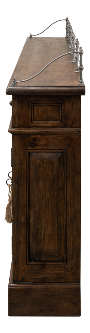 Sarreid Covent Gardens Sideboard - Elegant Old Stain Wood Finish With Faux Keyhole Escutcheon Design Brown  30467