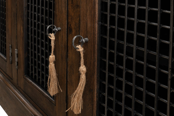 Sarreid Covent Gardens Sideboard - Elegant Old Stain Wood Finish With Faux Keyhole Escutcheon Design Brown  30467