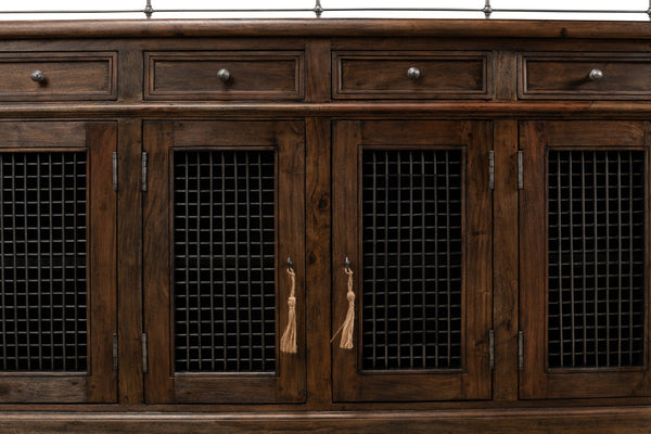Sarreid Covent Gardens Sideboard - Elegant Old Stain Wood Finish With Faux Keyhole Escutcheon Design Brown  30467