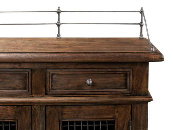 Sarreid Covent Gardens Sideboard - Elegant Old Stain Wood Finish With Faux Keyhole Escutcheon Design Brown  30467