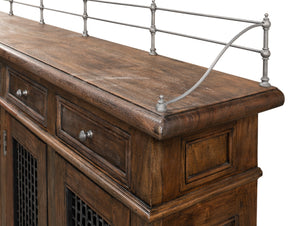 Sarreid Covent Gardens Sideboard - Elegant Old Stain Wood Finish With Faux Keyhole Escutcheon Design Brown  30467