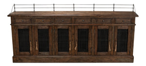 Sarreid Covent Gardens Sideboard - Elegant Old Stain Wood Finish With Faux Keyhole Escutcheon Design Brown  30467