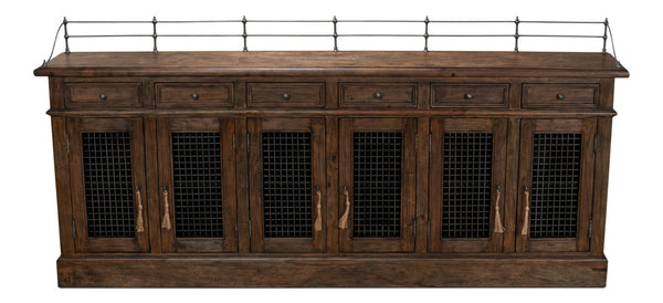 Sarreid Covent Gardens Sideboard - Elegant Old Stain Wood Finish With Faux Keyhole Escutcheon Design Brown  30467