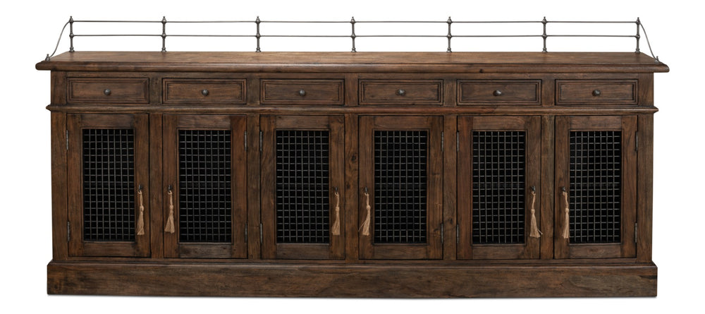 Sarreid Covent Gardens Sideboard - Elegant Old Stain Wood Finish With Faux Keyhole Escutcheon Design Brown  30467