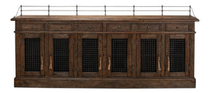 Sarreid Covent Gardens Sideboard - Elegant Old Stain Wood Finish With Faux Keyhole Escutcheon Design Brown  30467