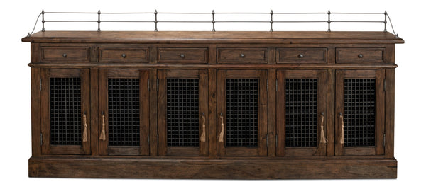 Sarreid Covent Gardens Sideboard - Elegant Old Stain Wood Finish With Faux Keyhole Escutcheon Design Brown  30467