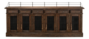 Sarreid Covent Gardens Sideboard - Elegant Old Stain Wood Finish With Faux Keyhole Escutcheon Design Brown  30467