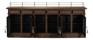 Sarreid Covent Gardens Sideboard - Elegant Old Stain Wood Finish With Faux Keyhole Escutcheon Design Brown  30467